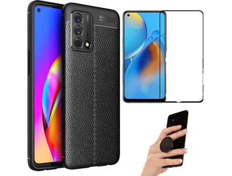 Kit Carcasa Y Protector Oppo A 54 5G Full Cover Rugged Leather Y Popsocket