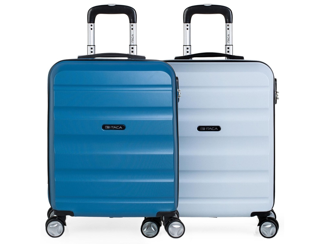 Conjunto de 2 Maletas de Cabina ITACA T71650P ABS Azul y Blanco (55x40x20cm - 40L)