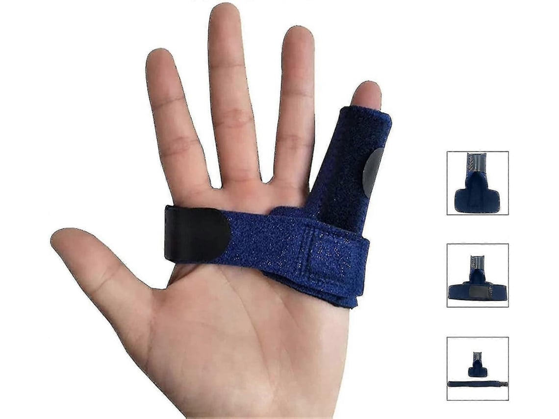 Tala ajustável Rebe para dedo em gatilho com tira de fixação para aliviar travamentos, estalos, rigidez e liberar tendões (azul).