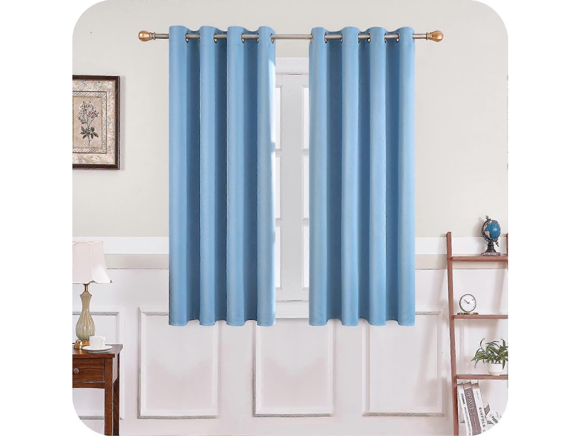 Rebe-cortinas Opacas Celestes 132x160 Cm Aislantes Térmicos Anti Frío Para Salón Con Grommets Metálicos