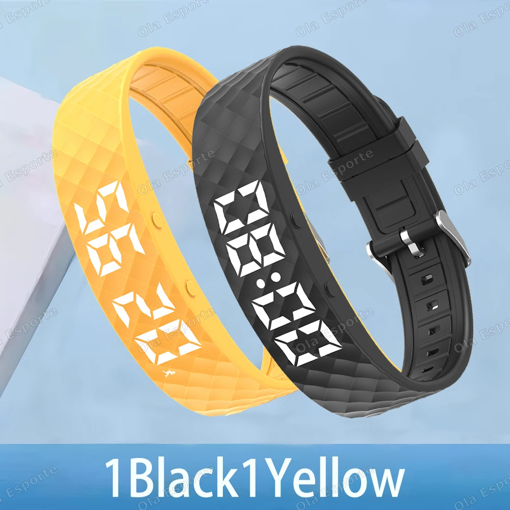 (1 Amarillo, 1 Negro) Pulsera De Actividad Con Alarma Por Vibración, Monitorización Del Sueño Y Podómetro.