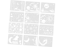 Juego de 12 plantillas para pintar, cortar y decorar paisajes DIY con motivos de la naturaleza.
