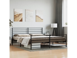 Estructura Cama Sin Colchón Con Estribo Metal Negro 200x200 Cm