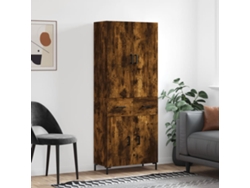 Aparador Alto | Aparador De Comedor | Armario De Cocina Madera Contrachapada Roble Ahumado 69,5x34x180 Cm