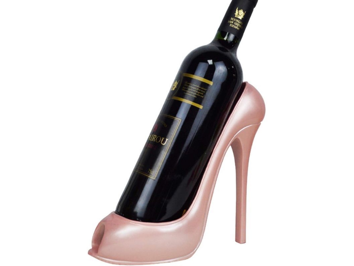 Porta Botellas De Vino En Forma De Tacón Alto Linjou Para Decoración Hogar Fiesta Boda Oro Rosa