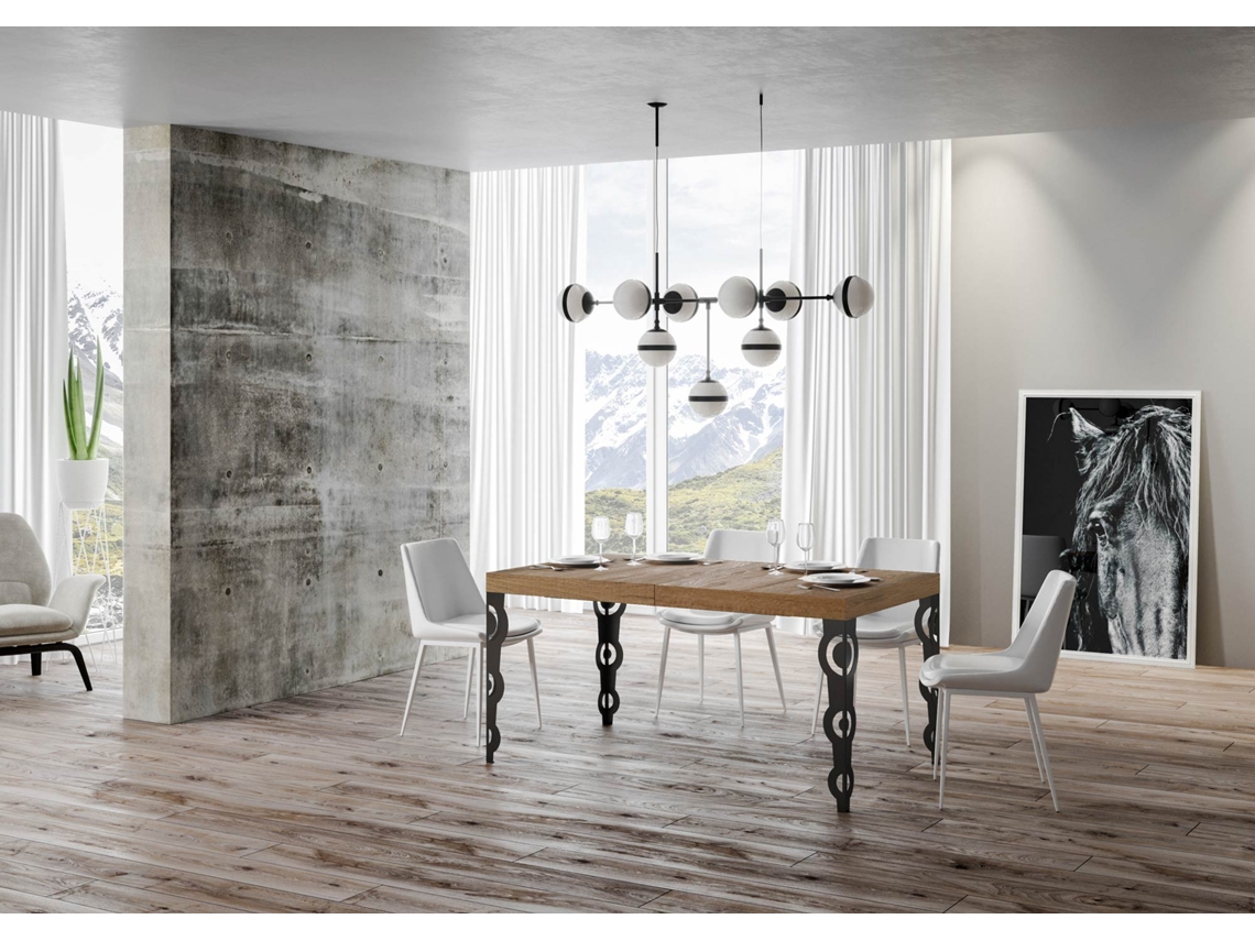Mesa extensible 90x140/244 cm Karamay Premium Roble Natural estructura Antracita ITAMOBY