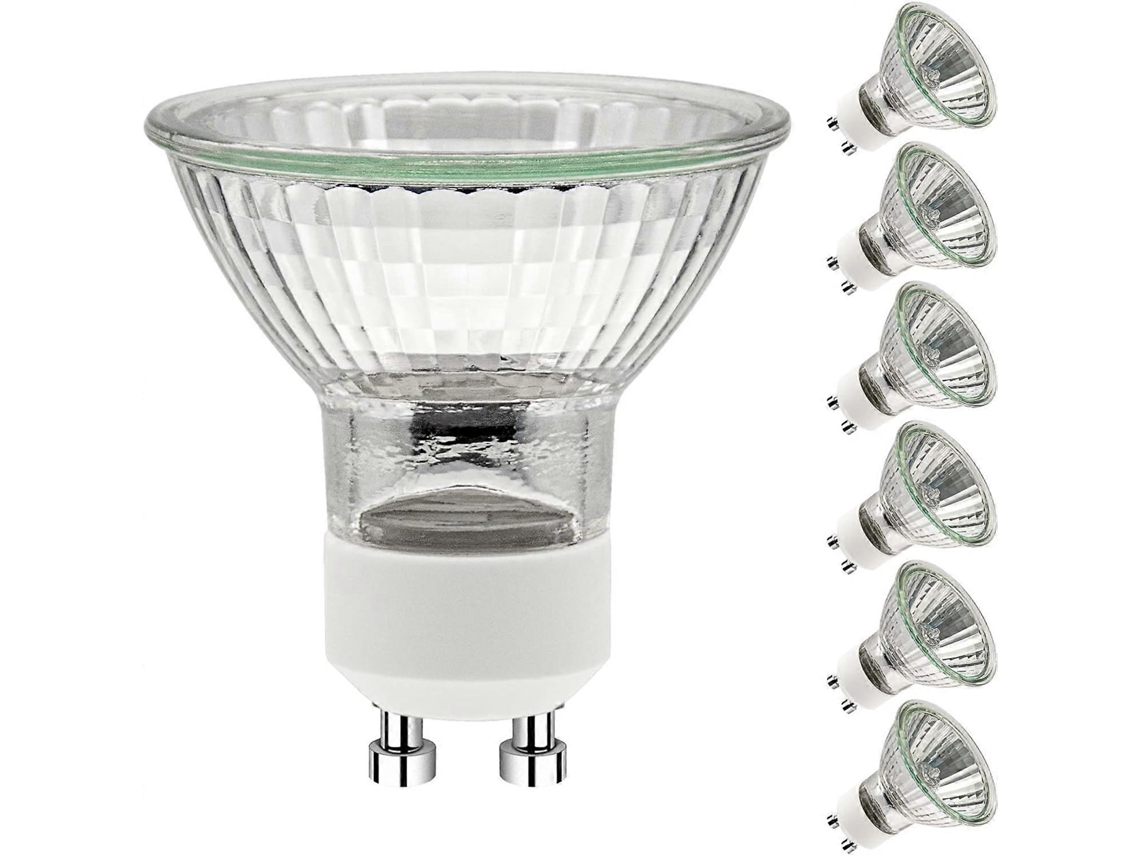 Rebe-bombillas Gu10 Halógeno 35w 230v 2700k Blanca Cálida Regulable 35° 6 Unidades Base 2 Pines