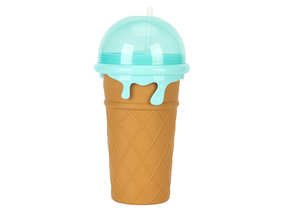 Copa De Smoothies Congelados Reutilizable De Silicona 500ml Con Pajita Diy Para Fiesta Marrón