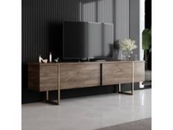 Mueble TV madera y dorado con almacenaje 180 cm BEARN