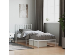 Estructura cama sin colchón con cabecero metal blanco 80x200 cm