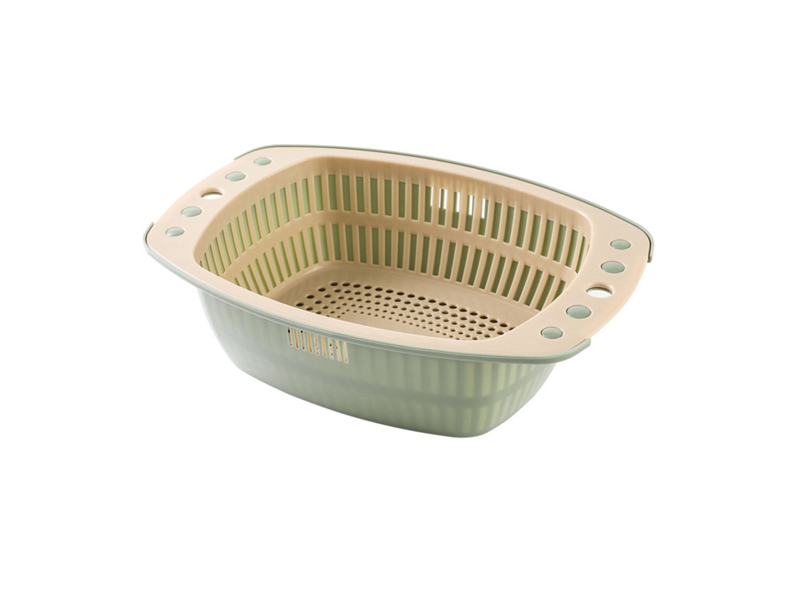 Uds. Cesta Para Lavar Verduras De Doble Capa, Cesta Para Lavar Y Secar Frutas, Cesta De Drenaje Para El Hogar, Color Verde Od