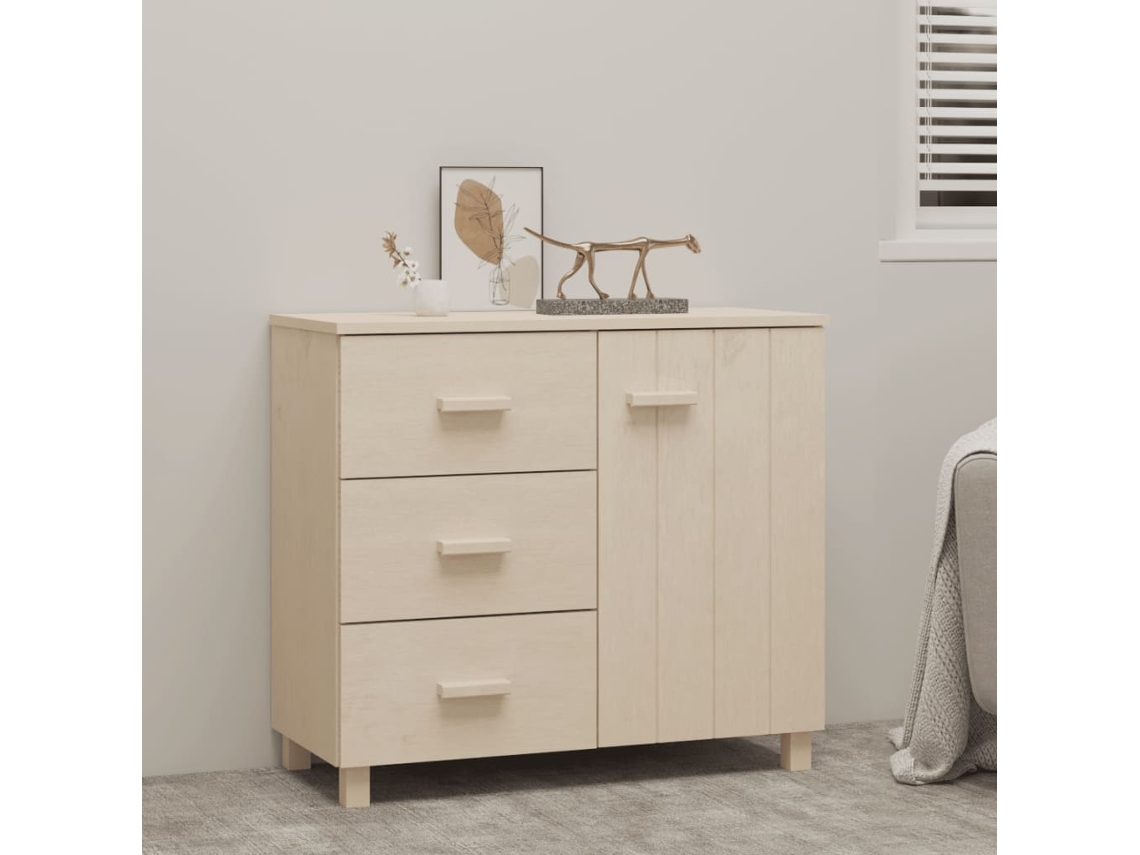 Aparador Hamar Madera De Pino Maciza Marrón Miel 90x40x80 Cm