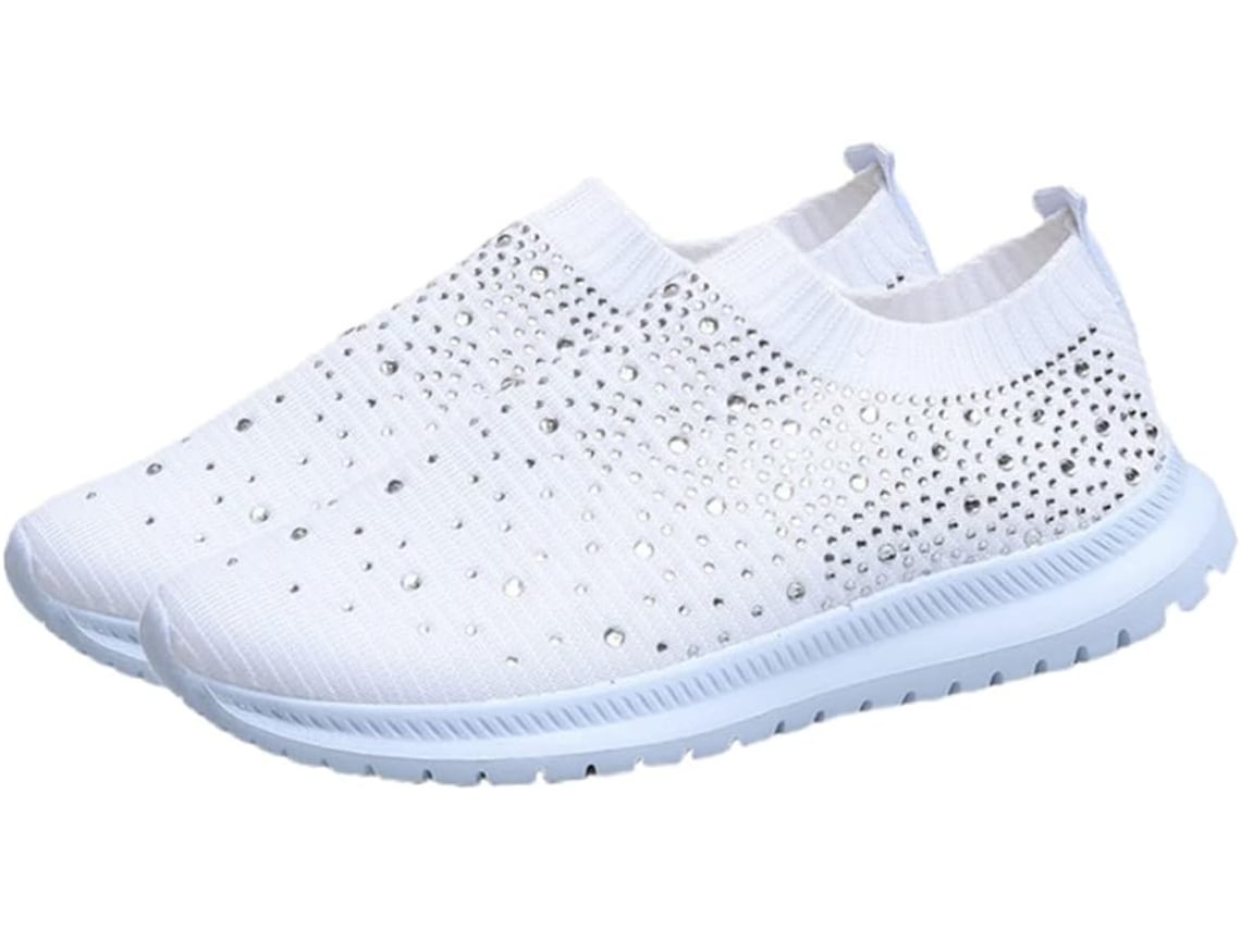 Zapatillas Deportivas Con Pedrería Para Mujer, Zapatos Para Caminar, Zapatos Deportivos Con Plataforma Brillante