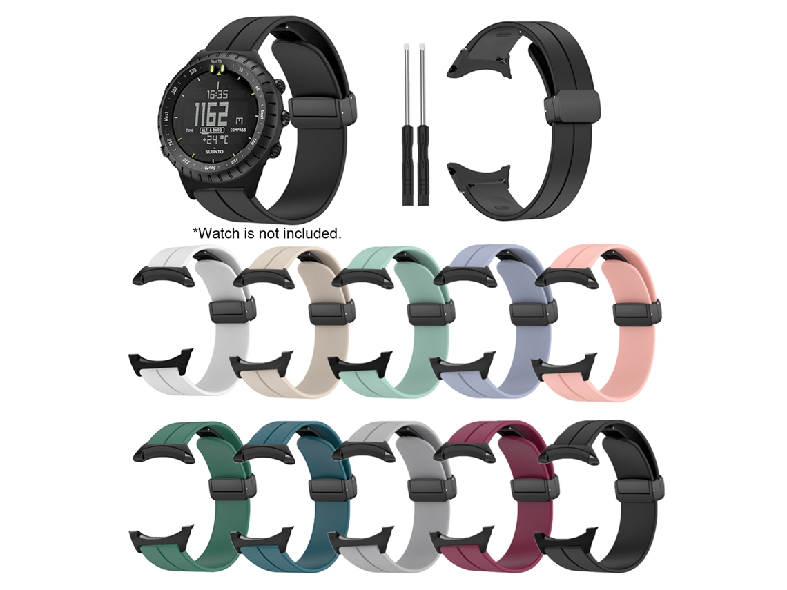 Pulseira De Silicone Com Fivela Magnética Dobrável Para Smartwatch, Ajustável E De Alta Qualidade