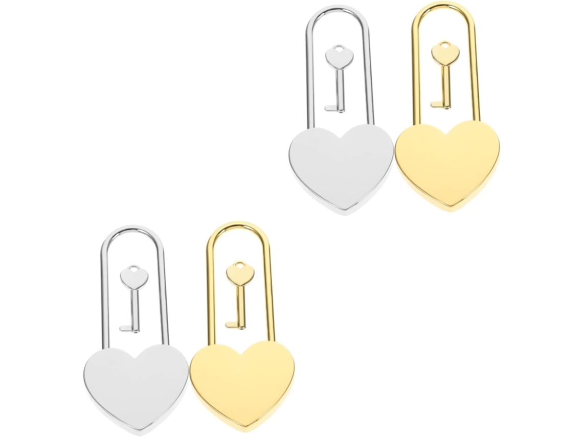 Candado De Corazón De Oro Y Plata De 4 Piezas Con Llave Para Diario, Maleta Y