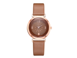 Reloj De Pulsera De Cuarzo Informal Para Mujer Con Correa De Piel Sintética Marrón.