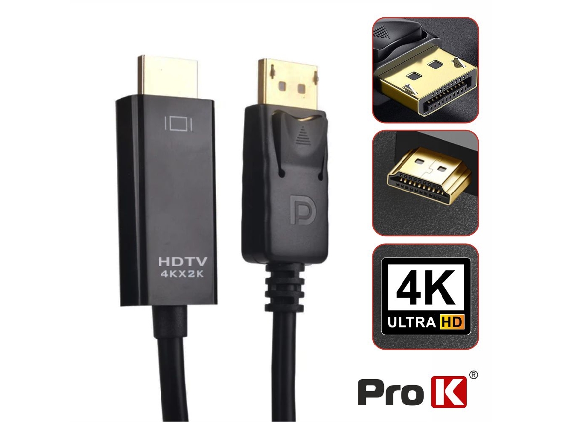 Cable Displayport macho / HDMI macho 4k 3m PRO K