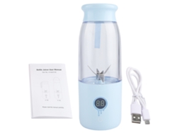 Licuadora eléctrica portátil recargable por USB de 425 ml para frutas y verduras, ideal para casa, oficina y viajes (azul)