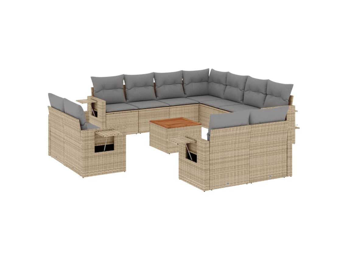 Maison Exclusive - Juego De Sofás Jardín Con Cojines Beige Mezcla 12 Pzas Ratán Pe
