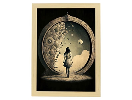 NACNIC Poster Blanco Y Negro En Estilo Surrealismo Cinematográfico Ilustraciones Y Grabados De Historieta Abstracta Y Artística A3 Marcos Madera