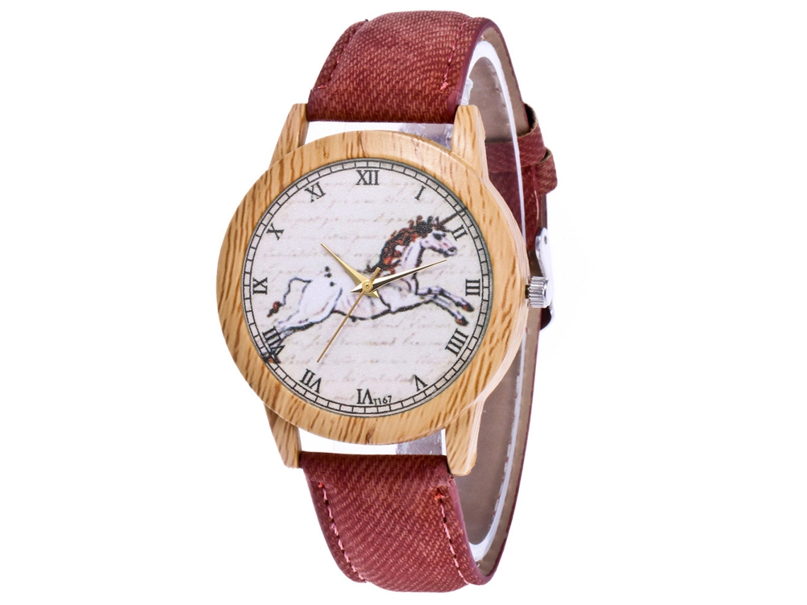 Reloj De Pulsera De Cuarzo Informal Con Correa Vaquera Para Hombre Y Mujer - Marrón