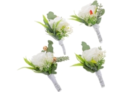 Conjunto De 4 Peças De Corsage Para Casamento Com Boutonnieres Artificiais Para Noivo E Damas De Honra.