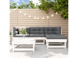 Pcs Conjunto Lounge De Jardim Madeira De Pinho Maciça Branco Dkd Home Decor