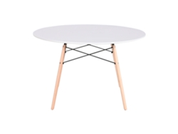 Mesa Redonda Comedor Mdf Abedul Blanco 120x120x74cm