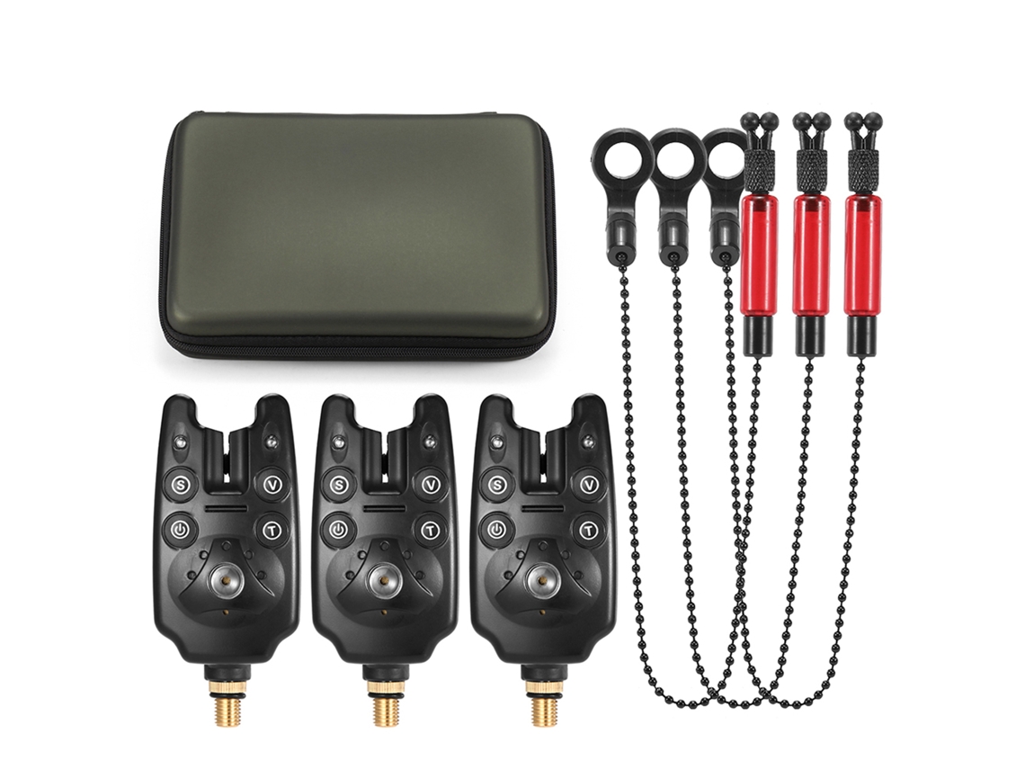 Kit De Alarma Para Aparejos De Pesca Con Led Y Oscilador Digital De Cuerda Con Estuche Con Cremallera.