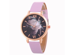 Reloj De Pulsera De Cuarzo Informal Para Mujer Con Correa De Piel Sintética Rosa.