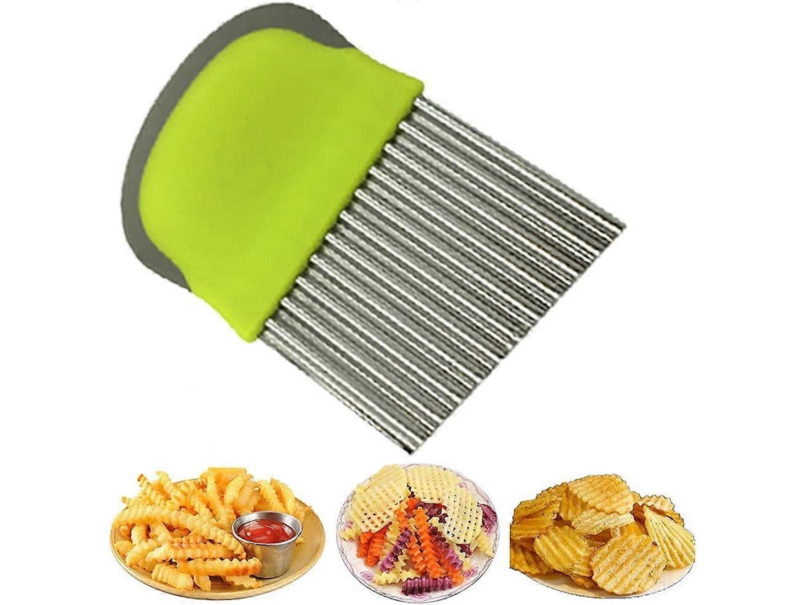 Cuchillo de acero inoxidable para patatas fritas, cortador de verduras ondulado, verduras, ensalada de frutas, hojas verdes