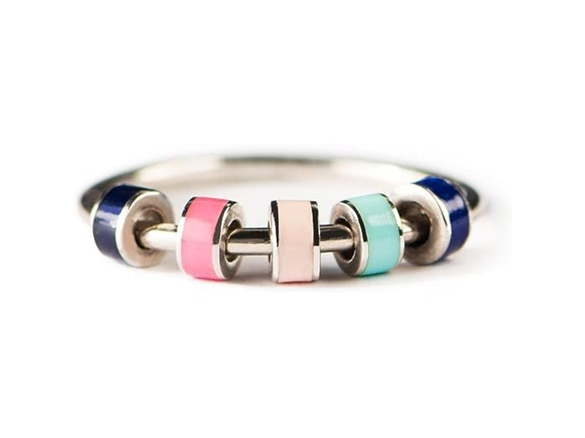 Anillo Antiestrés Para Mujer, Anillo Anti-estrés Para Niñas, Anillo Giratorio, Anillos De Esmalte Plateado, Regalos Para Mujeres Talla 8