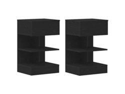 Maison Exclusive - Armario De Noche Con Cajón 2 Pcs Roble Negro 40 X 35 X 65 Cm