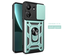 Adequado Para Capas De Celular Redmi Com Fivela Magnética Para Carro, Evitando Qverde Escuro punho Liso Com Janela De Pressão - Rm Note12 5g (intern