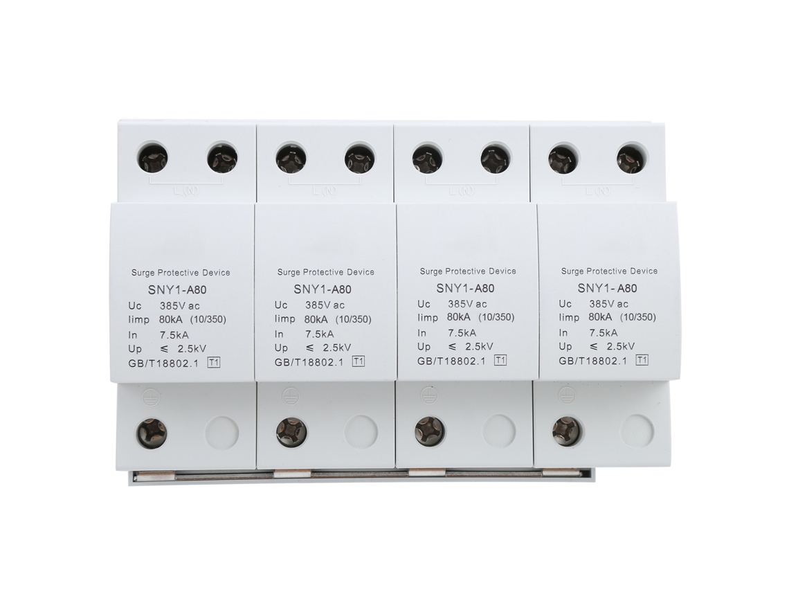 Protector Contra Sobretensiones De 4 Polos, 80 Ka, 385 Vca, Disyuntor De Protección Contra Rayos, Tiempo De Respuesta De Protección Eléctrica 25 Ns, Ip20.
