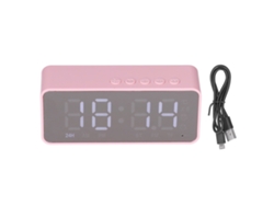 Relógio Despertador Bluetooth 5.0 Alto-falante Multifuncional Mp3 Rádio Fm Carregável G50 Rosa Para Escritório