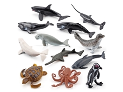 Bjww-12 Peças De Mini Brinquedos Marinhos Para Crianças Figuras Plásticas De Animais Marinhos Modelos De Simulação Presente Infantil