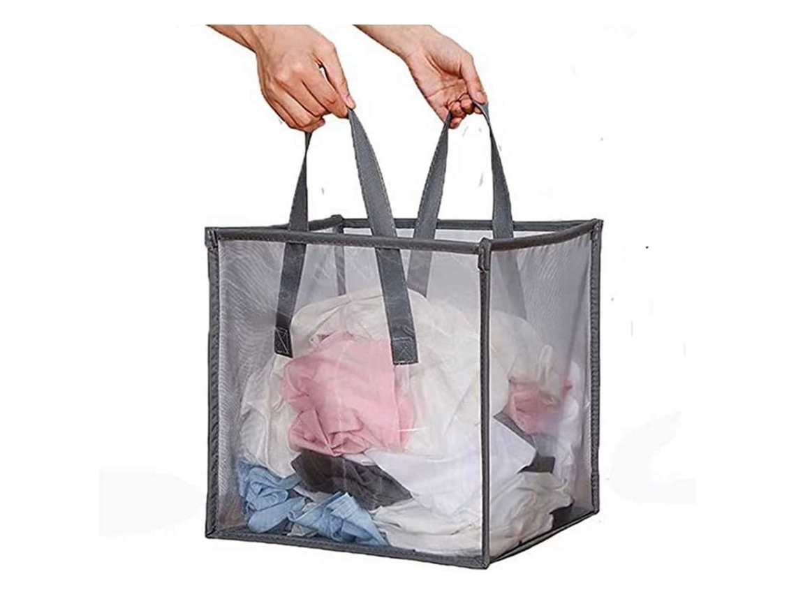 Cesta De Ropa Plegable De Malla Con Asa - Almacenamiento De Ropa Doblada (gris)