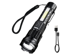 Linterna LED de 20.000 lúmenes, 7 modos, USB C, luz roja/azul, indicador de clip, negra, Yizhood