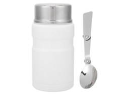 Recipiente Térmico De Acero Inoxidable Para Alimentos De 750 Ml (26 Oz) Con Cuchara, Color Blanco.