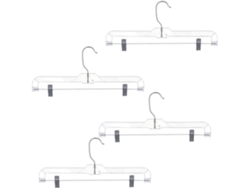 Juego 4 Perchas Hierro Plástico Plateadas Pinzas Faldas Telescópicas Prácticas Boutiques Tiendas Vestidos Ropa