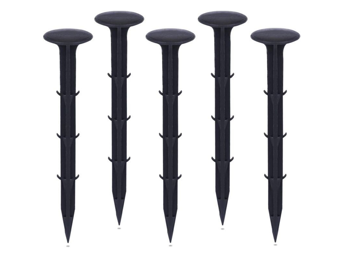 Puntales De Jardín De Plástico, Clavos Para Tela Antimaleza Con Protección Uv (100 Piezas, Negro)