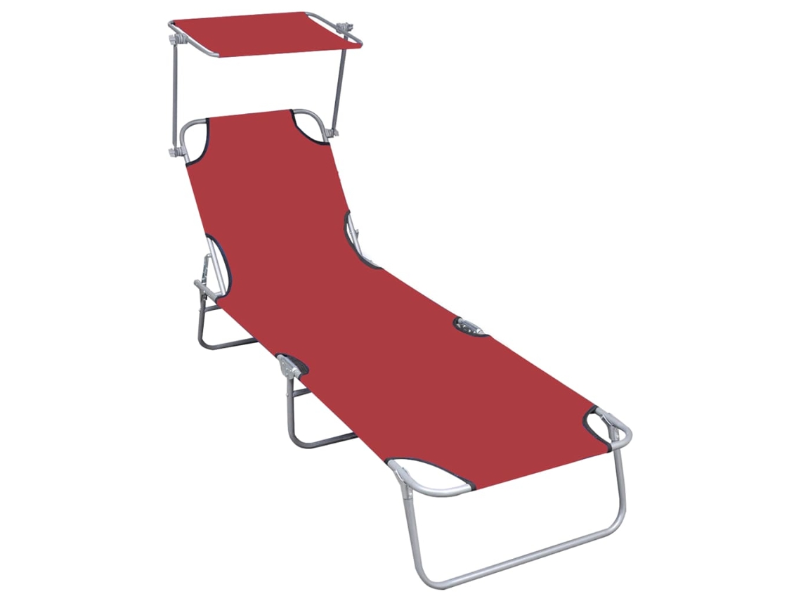 Tumbona plegable de aluminio rojo con dosel de Lovely Home