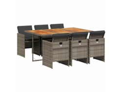 Maison Exclusive - Set Comedor Jardín 7 Pzas Y Cojines Ratán Sintético Gris