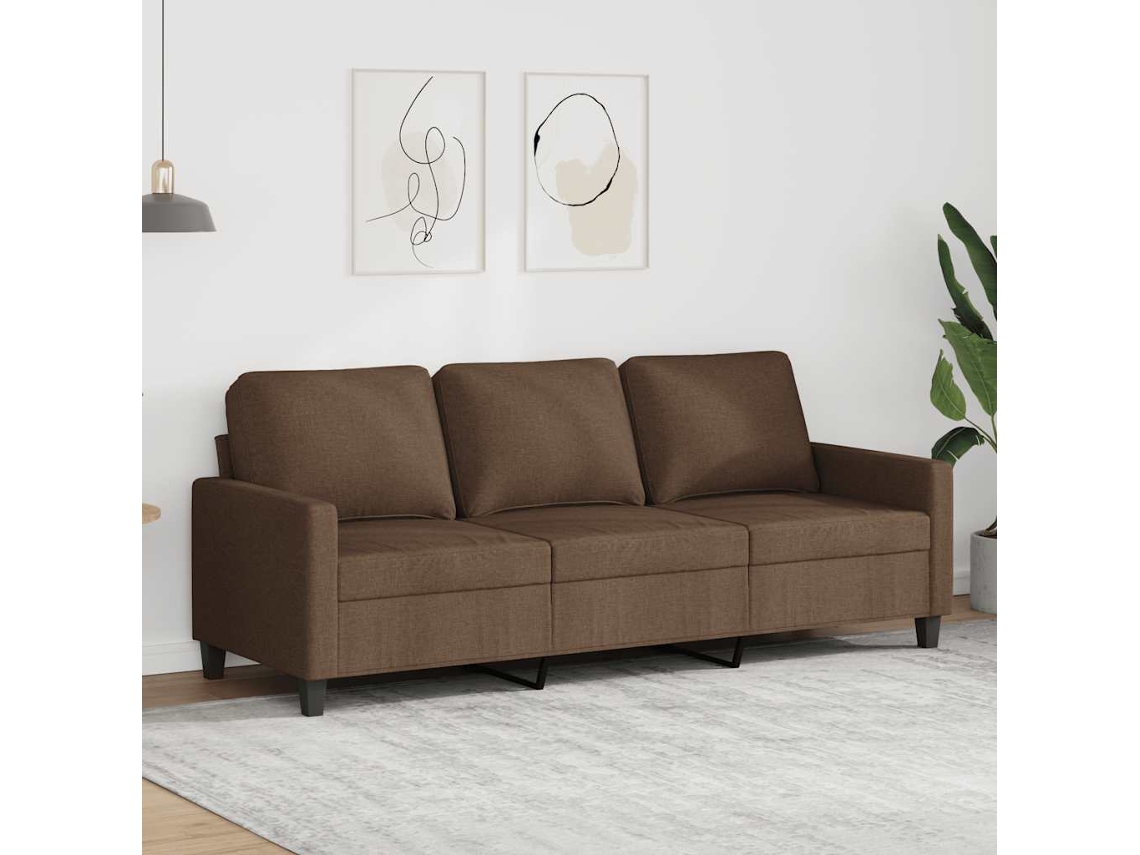 Sofá De 3 Plazas | Sofá De Salón | Sofá De Descanso De Tela Marrón 180 Cm