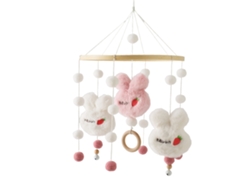 Móvil para cuna, móvil para cochecito, sonajero relajante, peluche rosa CHENNNLS