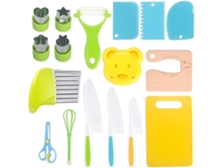 Cocina Niños 17 Piezas Utensilios Seguros Cuchillos Tabla Cortar