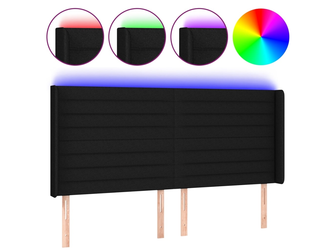 Maison Exclusive - Cabecero Con Led De Tela Negro 203x16x118/128 Cm