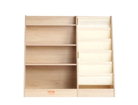 VEVOR Estantería de madera para niños de 4 niveles, estantería de seis capas para libros y juguetes