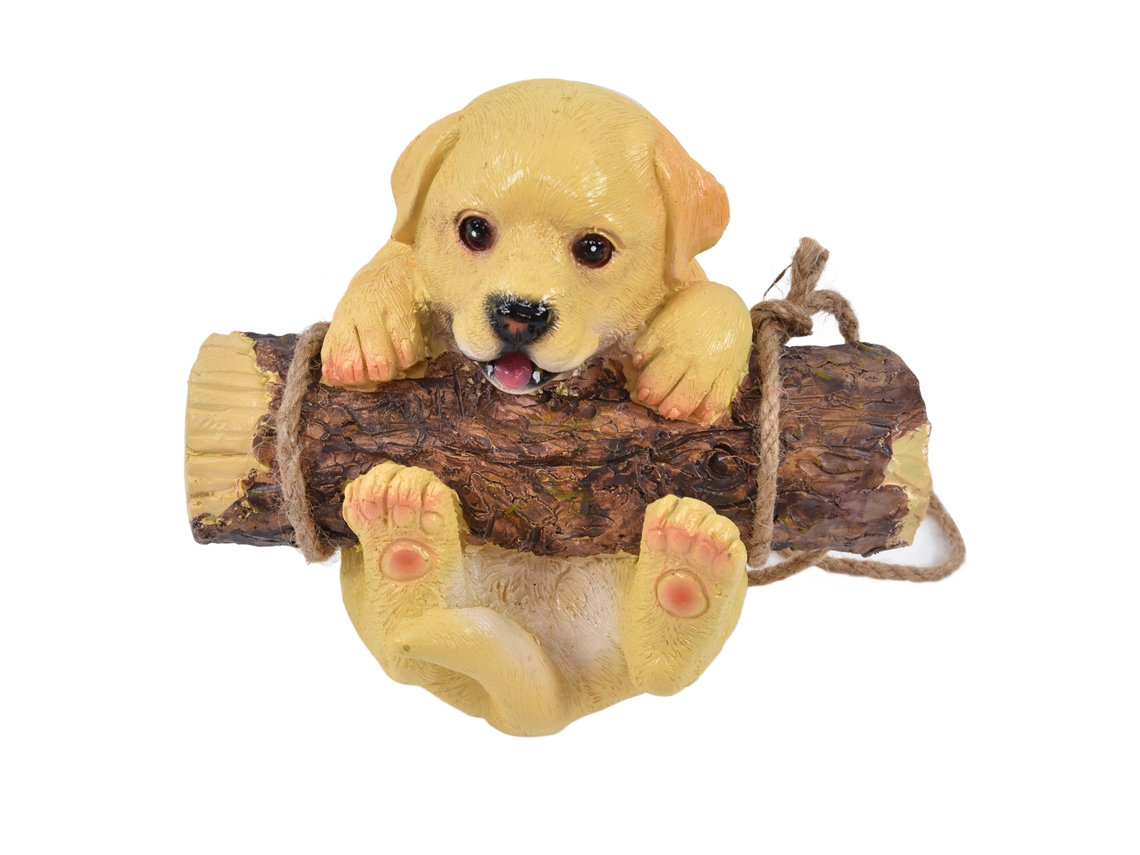 Estatua colgante de perro de resina para jardín